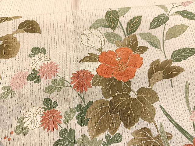 平和屋着物▽訪問着　単衣　刺繍　草花文　金彩　正絹　逸品　BAAY4525hv