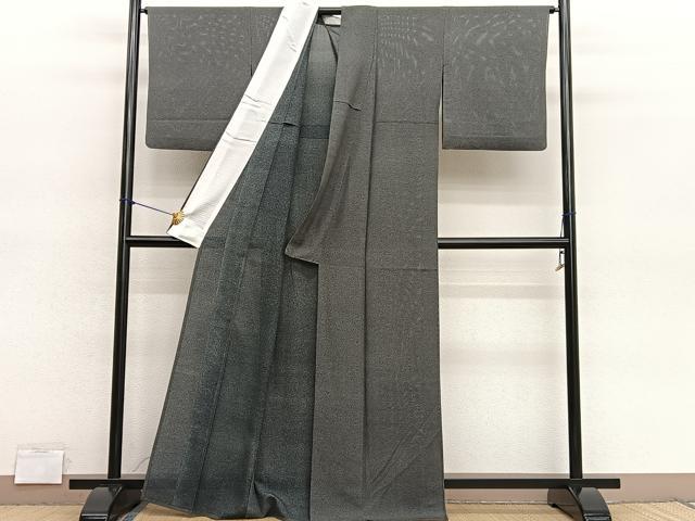 平和屋着物＊小紋師　飯島輝也　夏物　江戸小紋　絽　鮫小紋柄　黒地　正絹　逸品　BAAY4526hv