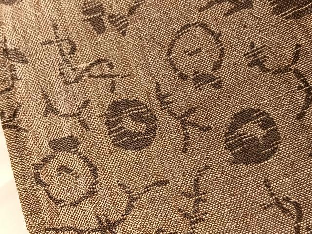 平和屋着物＊夏物　小千谷ちぢみ　抽象文様　麻　逸品　BAAY4527hv