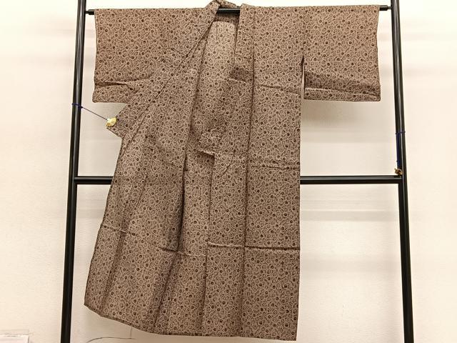 平和屋着物＊夏物　小千谷ちぢみ　抽象文様　麻　逸品　BAAY4527hv