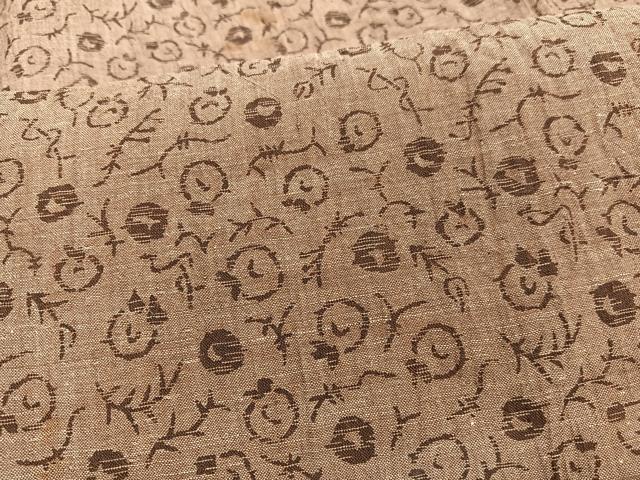 平和屋着物＊夏物　小千谷ちぢみ　抽象文様　麻　逸品　BAAY4527hv