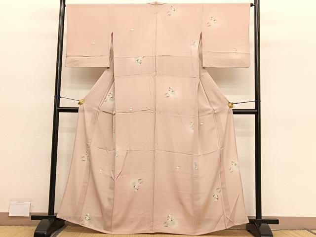 平和屋着物＊夏物　小紋　絽縮緬　花丸文　蛍暈し　正絹　逸品　BAAY4528hv