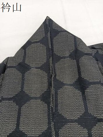 平和屋着物▽上質な紬　単衣　格子　正絹　逸品　BAAY4530hv