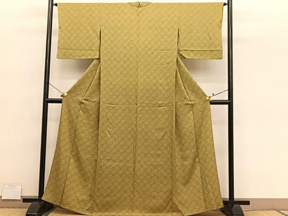 平和屋着物▽上質な小紋　単衣　菊尽くし　正絹　逸品　BAAY4531hv