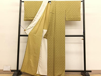 平和屋着物▽上質な小紋　単衣　菊尽くし　正絹　逸品　BAAY4531hv