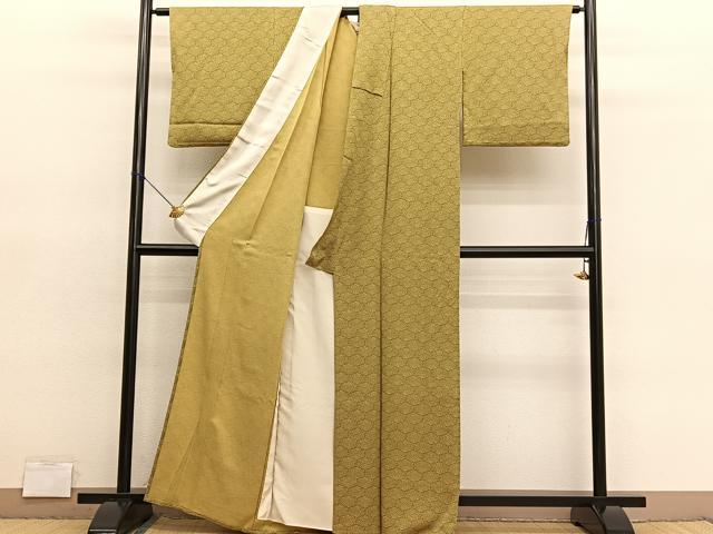 平和屋着物▽上質な小紋　単衣　菊尽くし　正絹　逸品　BAAY4531hv
