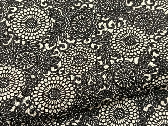 平和屋着物▽上質な小紋　単衣　型染め　菊　正絹　逸品　BAAY4534hv