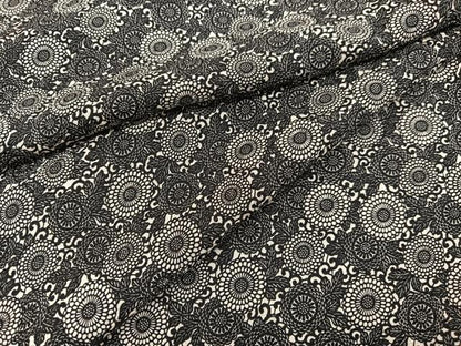 平和屋着物▽上質な小紋　単衣　型染め　菊　正絹　逸品　BAAY4534hv