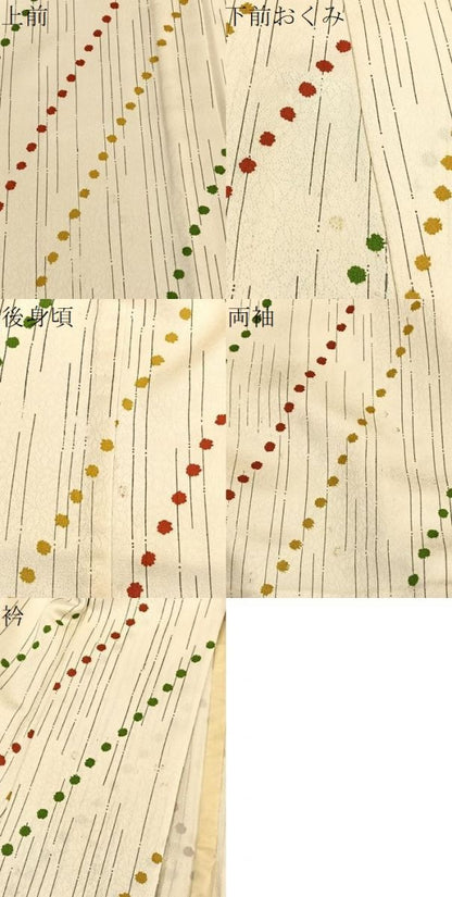 平和屋着物▽上質な小紋　単衣　幾何学文様　正絹　逸品　BAAY4535hv