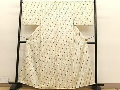 平和屋着物▽上質な小紋　単衣　幾何学文様　正絹　逸品　BAAY4535hv