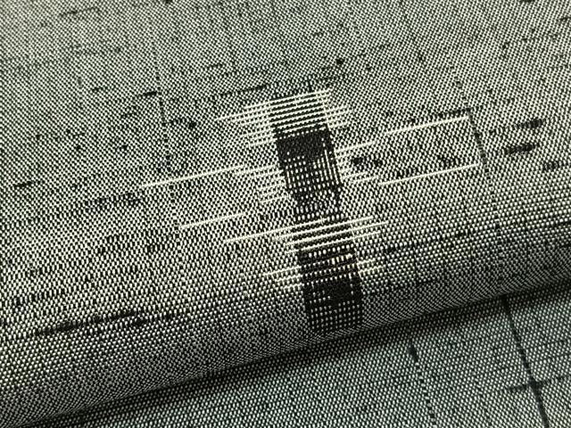 平和屋着物▽上質な紬　単衣　井桁絣　正絹　逸品　BAAY4537hv