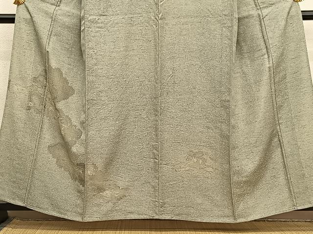 平和屋着物▽訪問着　単衣　紬地　総刺繍　葡萄蔦の葉文　正絹　逸品　BAAY4539hv