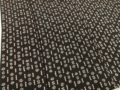 平和屋着物▽上質な小紋　単衣　花間道　黒地　正絹　逸品　BAAY4540hv