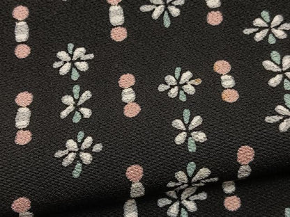 平和屋着物▽上質な小紋　単衣　花間道　黒地　正絹　逸品　BAAY4540hv