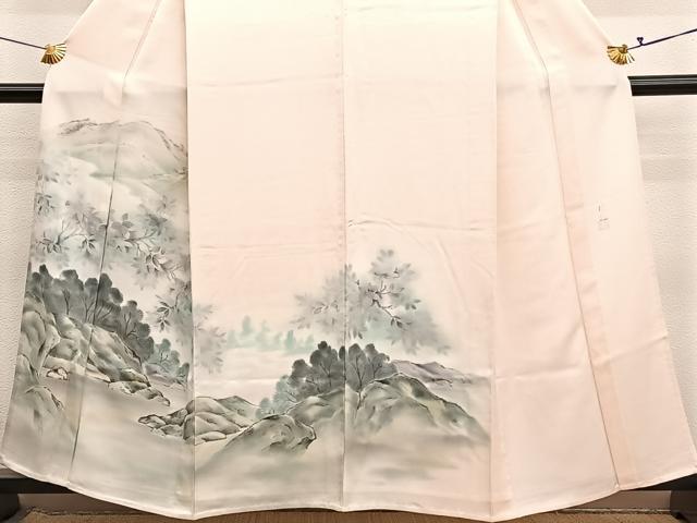 平和屋着物▽訪問着　単衣　作家物　手描き　風景文　暈し染め　正絹　逸品　BAAY4541hv