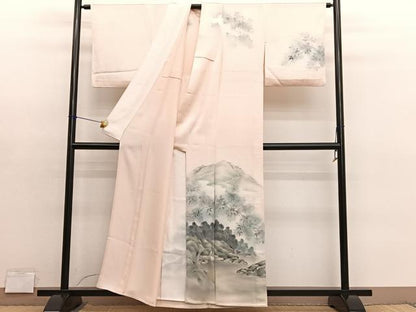 平和屋着物▽訪問着　単衣　作家物　手描き　風景文　暈し染め　正絹　逸品　BAAY4541hv