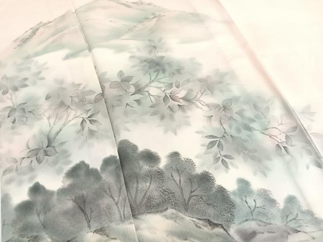 平和屋着物▽訪問着　単衣　作家物　手描き　風景文　暈し染め　正絹　逸品　BAAY4541hv