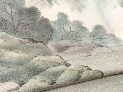 平和屋着物▽訪問着　単衣　作家物　手描き　風景文　暈し染め　正絹　逸品　BAAY4541hv