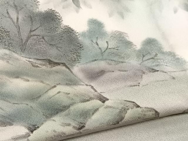 平和屋着物▽訪問着　単衣　作家物　手描き　風景文　暈し染め　正絹　逸品　BAAY4541hv