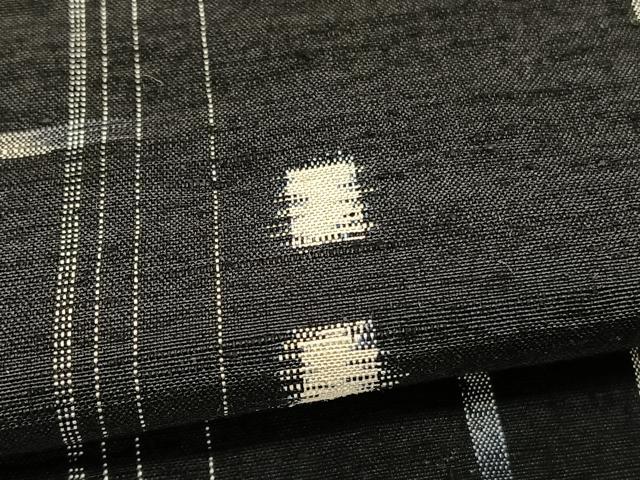 平和屋着物▽上質な紬 　単衣　 十字絣　黒地　正絹　逸品　未使用　BAAY4545hv