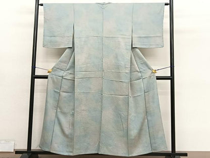 平和屋着物▽上質な小紋　単衣　流水花文　暈し染め　正絹　逸品　未使用　BAAY4546hv