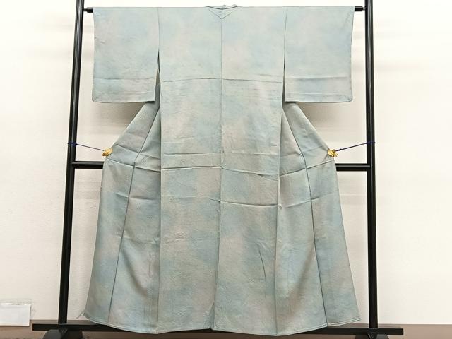平和屋着物▽上質な小紋　単衣　流水花文　暈し染め　正絹　逸品　未使用　BAAY4546hv