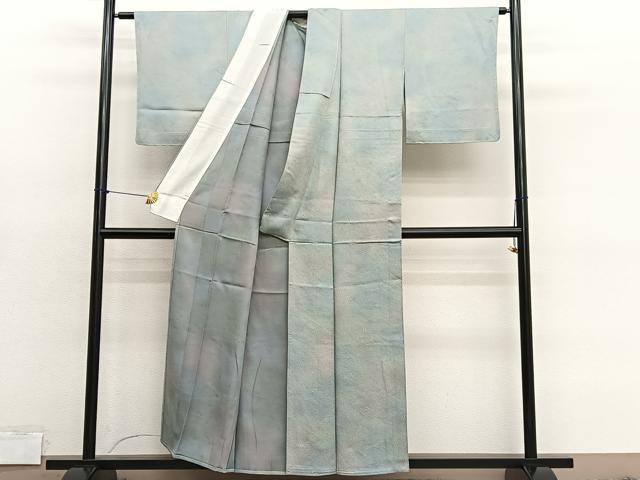 平和屋着物▽上質な小紋　単衣　流水花文　暈し染め　正絹　逸品　未使用　BAAY4546hv