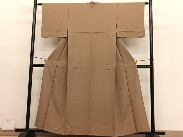 平和屋着物▽上質な色無地　単衣　芝翫茶色　正絹　逸品　BAAY4550hv