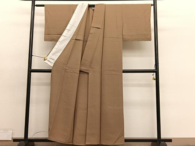 平和屋着物▽上質な色無地　単衣　芝翫茶色　正絹　逸品　BAAY4550hv
