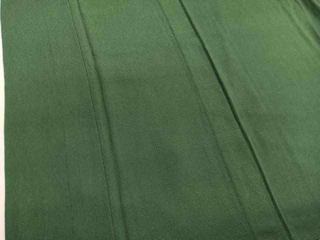 平和屋着物▽上質な色無地　単衣　花づくし地紋　千歳緑色　正絹　逸品　BAAY4552hv