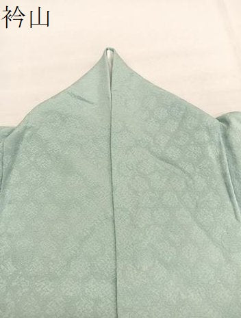 平和屋着物▽上質な色無地　単衣　雪輪地紋　裏葉柳色　正絹　逸品　BAAY4554hv
