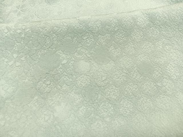 平和屋着物▽上質な色無地　単衣　雪輪地紋　裏葉柳色　正絹　逸品　BAAY4554hv