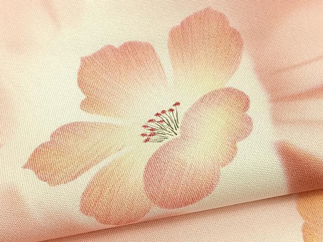 平和屋着物▽上質な小紋　単衣　枝花文　暈し染め　正絹　逸品　未使用　BAAY4555hv