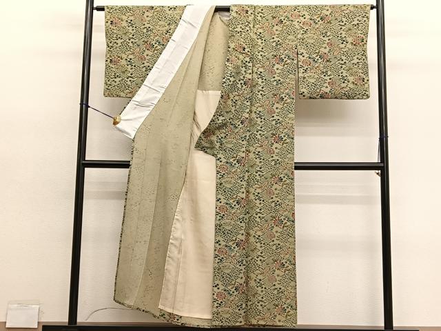 平和屋着物▽上質な小紋　単衣　松皮菱花文　正絹　逸品　BAAY4556hv