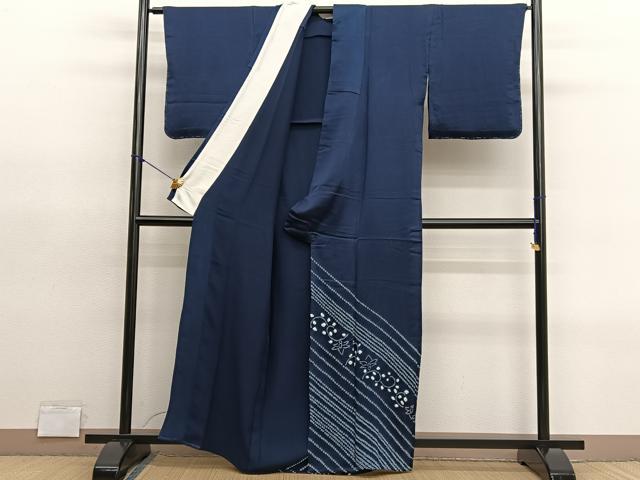 平和屋着物▽色留訪問着　単衣　総絞り　更紗花唐草文　正絹　逸品　BAAY4559hv