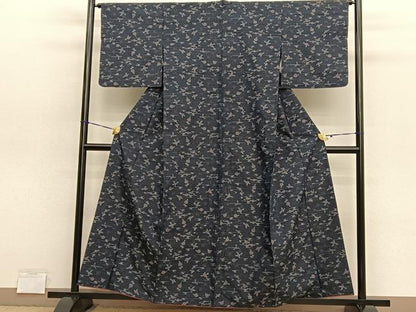 平和屋着物■上質な紬　草花文　正絹　逸品　BAAY4561hv