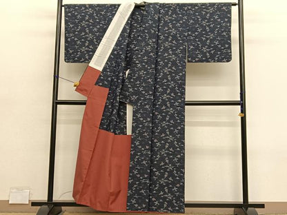平和屋着物■上質な紬　草花文　正絹　逸品　BAAY4561hv