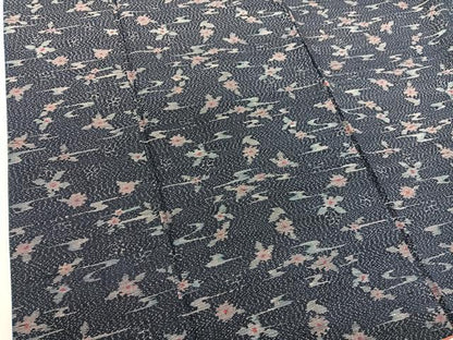 平和屋着物■上質な紬　草花文　正絹　逸品　BAAY4561hv