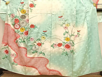 平和屋着物■豪華振袖　総刺繍　駒刺繍　絞り　枝花文　暈し染め　金糸　正絹　逸品　BAAY4565hv