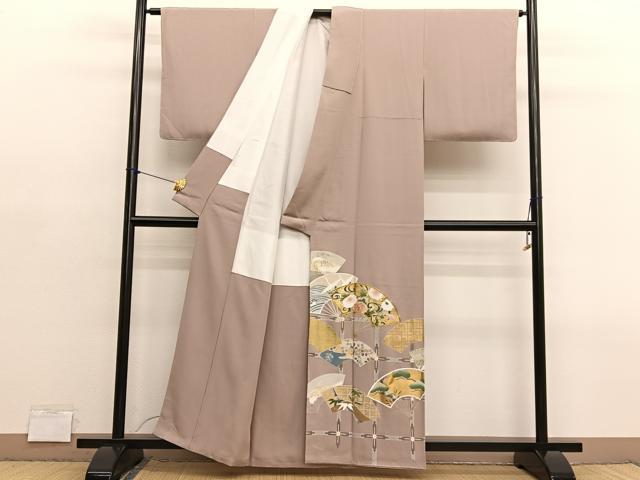 平和屋着物■豪華色留袖　駒刺繍　扇面花文　金銀彩　正絹　逸品　未使用　BAAY4567hv