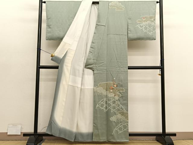 平和屋着物■訪問着　絞り　刺繍　籬花文　金彩　正絹　逸品　BAAY4568hv