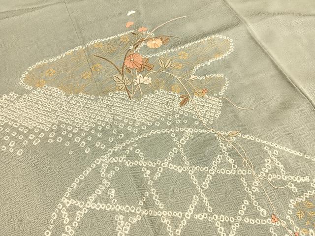 平和屋着物■訪問着　絞り　刺繍　籬花文　金彩　正絹　逸品　BAAY4568hv