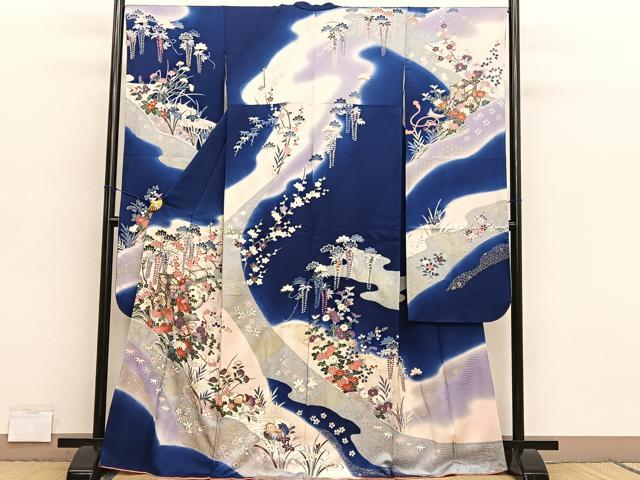 平和屋着物●豪華振袖　御所車花文　暈し染め　金彩　正絹　逸品　BAAY4569hv