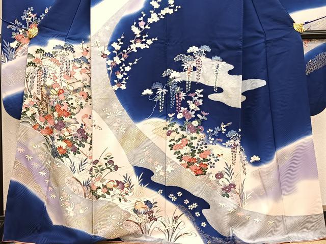 平和屋着物●豪華振袖　御所車花文　暈し染め　金彩　正絹　逸品　BAAY4569hv