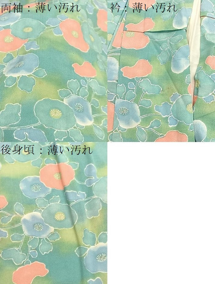 平和屋着物■上質な小紋　枝花文　鬼しぼ縮緬　正絹　逸品　BAAY4570hv