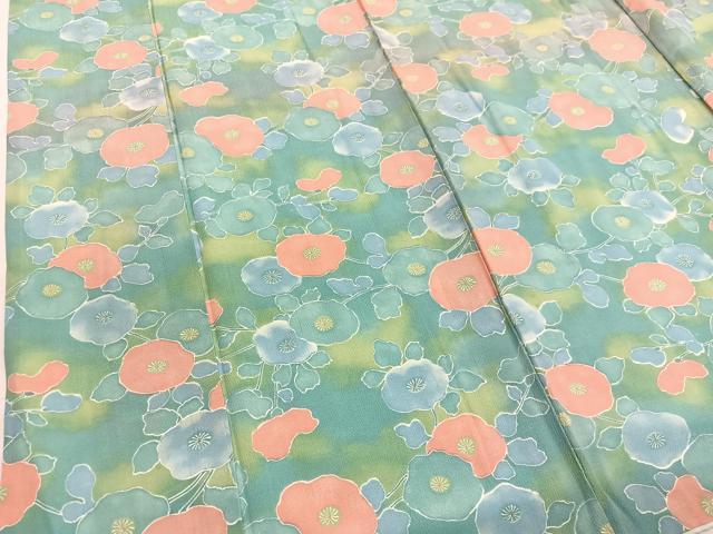 平和屋着物■上質な小紋　枝花文　鬼しぼ縮緬　正絹　逸品　BAAY4570hv