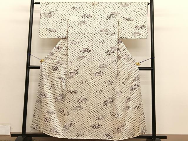 平和屋着物■上質な小紋　総絞り　地紙花文　正絹　逸品　BAAY4575hv