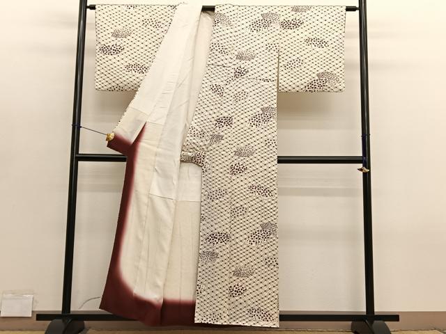 平和屋着物■上質な小紋　総絞り　地紙花文　正絹　逸品　BAAY4575hv