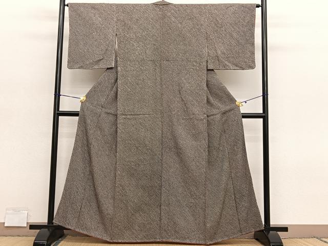 平和屋着物■大変加工の良い総絞り小紋　黒地　正絹　逸品　未使用　BAAY4577hv