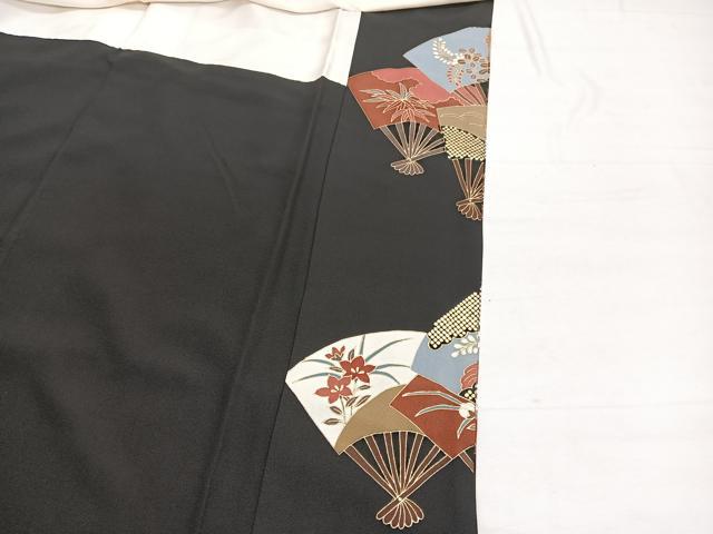 平和屋着物■豪華黒留袖　扇面花文　金彩　正絹　逸品　BAAY4579hv